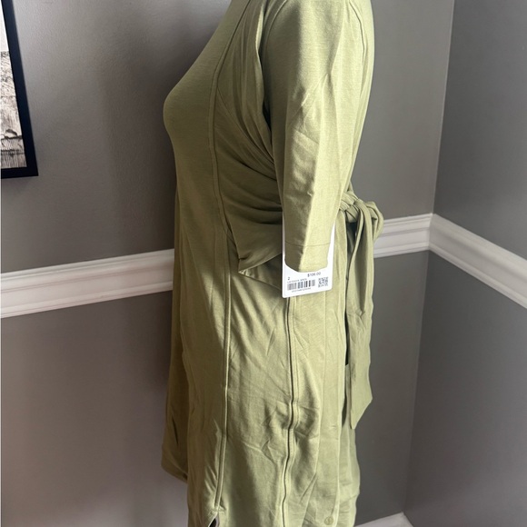 NWT $106 Lululemon Cotton Wrap Front T-Shirt Dress Size 2 Bronze Green - Picture 4 of 7